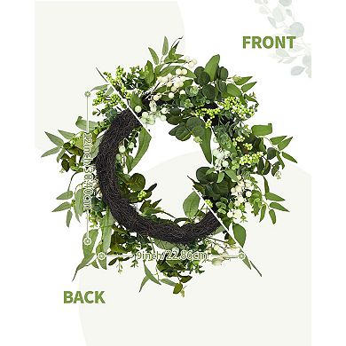 20 Inch Eucalyptus Berry Wreath Silk Greenery Farmhouse Door Decor