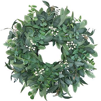 24" Eucalyptus Wreath Berries Front Door Farmhouse Decor