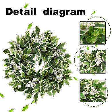 22" Eucalyptus Boxwood Wreath White Berry Farmhouse Decor