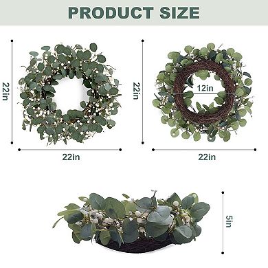 22" Eucalyptus Wreath Christmas Front Door Decoration