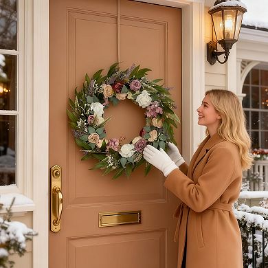26 Inch Eucalyptus Wreath Rose Hydrangea Lavender Berry Fern