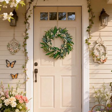 24" Eucalyptus Olive Leaves Wreath with Berries