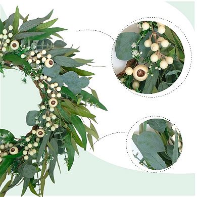 24" Eucalyptus Olive Leaves Wreath with Berries