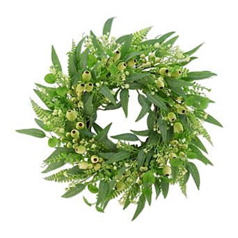 22 Inch Eucalyptus Wreath Berries Leaves Indoor Outdoor Farmhouse Decor