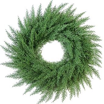 24" Cedar Cypress Wreath Artificial Greenery Holiday Decor
