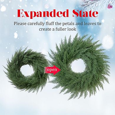 24" Cedar Cypress Wreath Artificial Greenery Holiday Decor