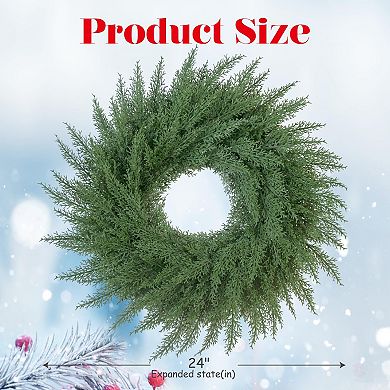 24" Cedar Cypress Wreath Artificial Greenery Holiday Decor