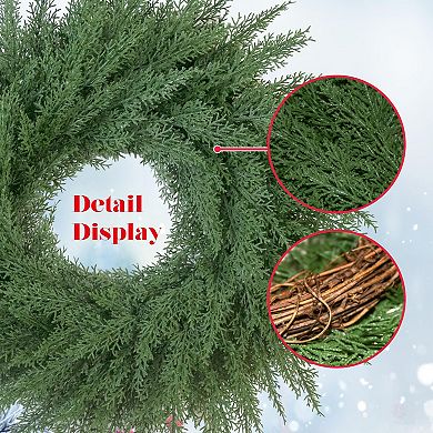 24" Cedar Cypress Wreath Artificial Greenery Holiday Decor