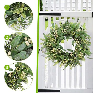 22 Inch Eucalyptus Wreath Berry Leaves Farmhouse Decor