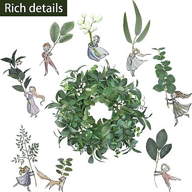 20"-22" Eucalyptus Wreath White Berries Farmhouse Decor