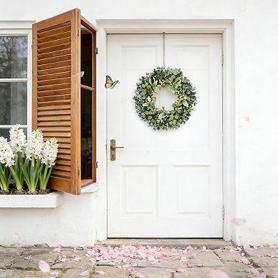 22 Inch Boxwood Wreath Lambs Ear Berries Front Door Decor