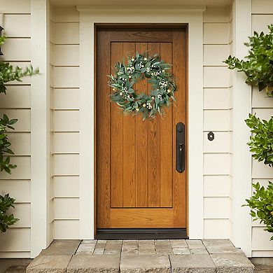 21 Inch Eucalyptus Wreath Green Leaves White Berries Spring Decor