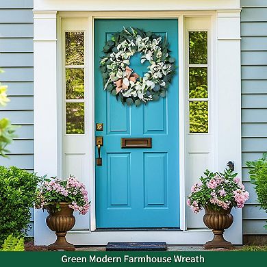 22" Artificial Eucalyptus Wreath Front Door Decor
