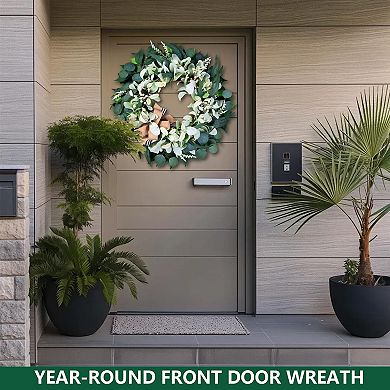 22" Artificial Eucalyptus Wreath Front Door Decor