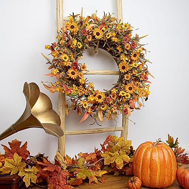 22" Fall Wreath Artificial Front Door Porch Thanksgiving Harvest