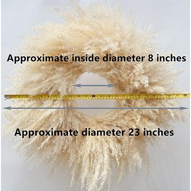 23"Pampas Grass Wreath Dried Boho Rustic Farmhouse Decor