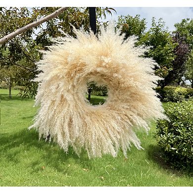 23"Pampas Grass Wreath Dried Boho Rustic Farmhouse Decor