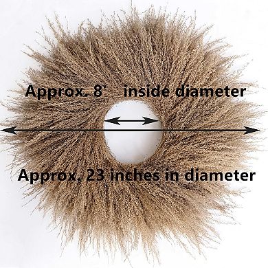 23" Pampas Grass Wreath Handmade Dried Boho Rustic Farmhouse Decor