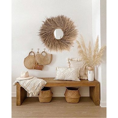 23" Pampas Grass Wreath Handmade Dried Boho Rustic Farmhouse Decor