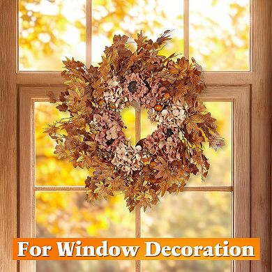 26" Artificial Hydrangea Maple Leaf Wreath