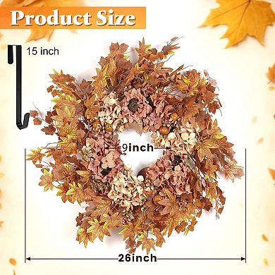 26" Artificial Hydrangea Maple Leaf Wreath
