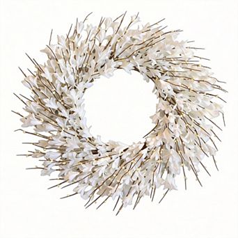 22" Artificial Forsythia Flower Wreath Silk Leaves Door Decor