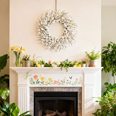 22" Artificial Forsythia Flower Wreath Silk Leaves Door Decor