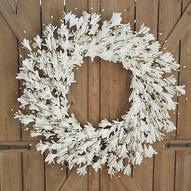 22" Artificial Forsythia Flower Wreath Silk Leaves Door Decor