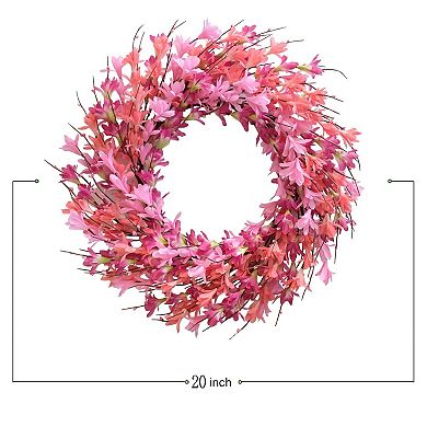 22" Artificial Forsythia Flower Wreath Silk Leaves Door Decor