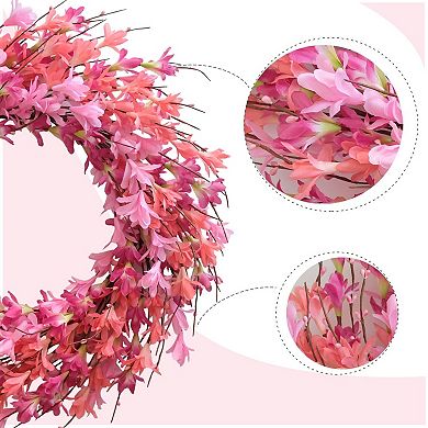 22" Artificial Forsythia Flower Wreath Silk Leaves Door Decor