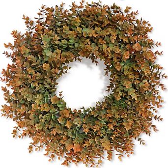 26" Fall Wreath Boxwood Leaves Farmhouse Thanksgiving Decor