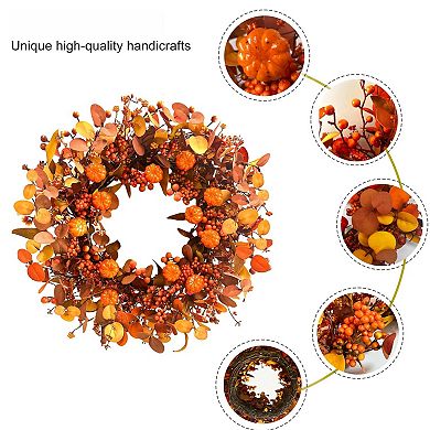 22 inches Fall Wreath Pumpkin Eucalyptus Thanksgiving Harvest