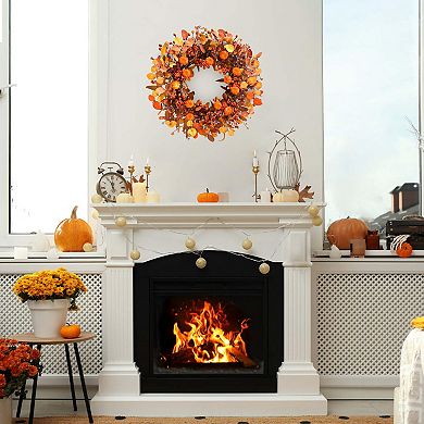 22 inches Fall Wreath Pumpkin Eucalyptus Thanksgiving Harvest