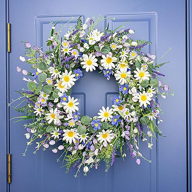 22in Spring Wreath Wildflower Lavender Door Decor
