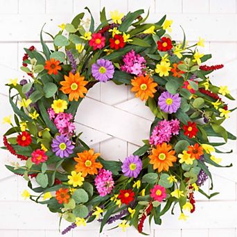 22inch Spring Wreath Eucalyptus Lavender Door Wall Decor