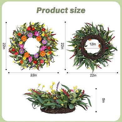 22inch Spring Wreath Eucalyptus Lavender Door Wall Decor