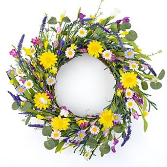18 Inch Artificial Spring Wreath Lavender Floral Door Decor