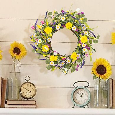 18 Inch Artificial Spring Wreath Lavender Floral Door Decor