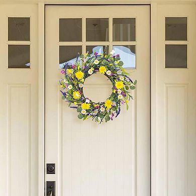 18 Inch Artificial Spring Wreath Lavender Floral Door Decor