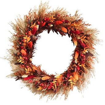 15" Dried Flower Wreath Handcrafted Floral Wall Hanging Home Decor