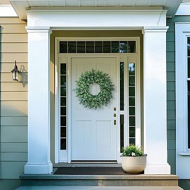 26" Boxwood Wreath Artificial Greenery Door Decor