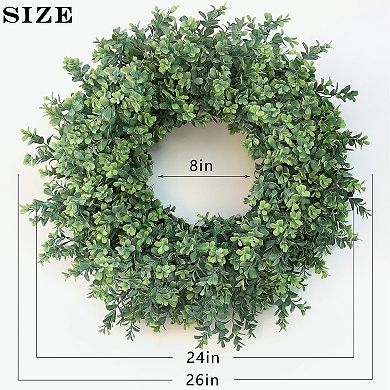 26" Boxwood Wreath Artificial Greenery Door Decor