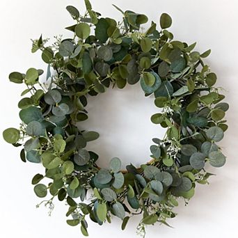 22 inch Eucalyptus Wreath Handmade Green Leaves Floral Wall Decor