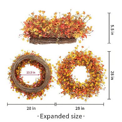 28 Inch Fall Wreath Jasmine Floral Farmhouse Wall Decor