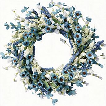 22 Inch Spring Wreath Leaves Artificial Grains Flower Front Door Farmhouse Decor Wedding Wall