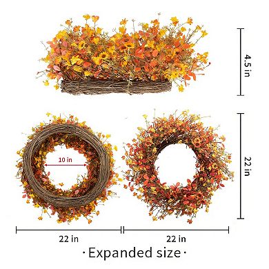 22 Inch Fall Wreath Eucalyptus Berry Jasmine Flower Farmhouse