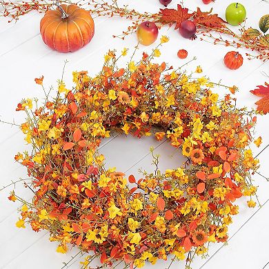 22 Inch Fall Wreath Eucalyptus Berry Jasmine Flower Farmhouse