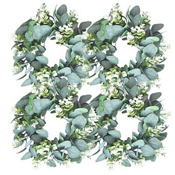 4 pc 11" Eucalyptus Wreath Artificial Farmhouse Decor