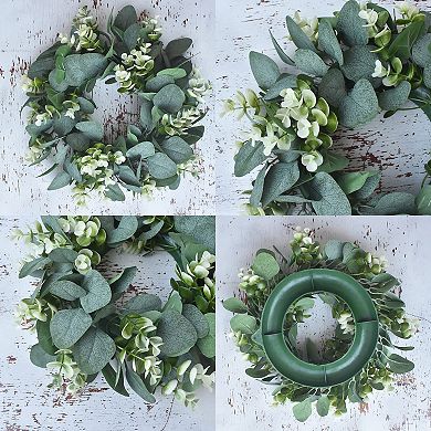 4pc 11" Eucalyptus Wreath Artificial Farmhouse Decor