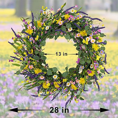 28in Spring Wreath Lavender Flower Easter Wall Decor
